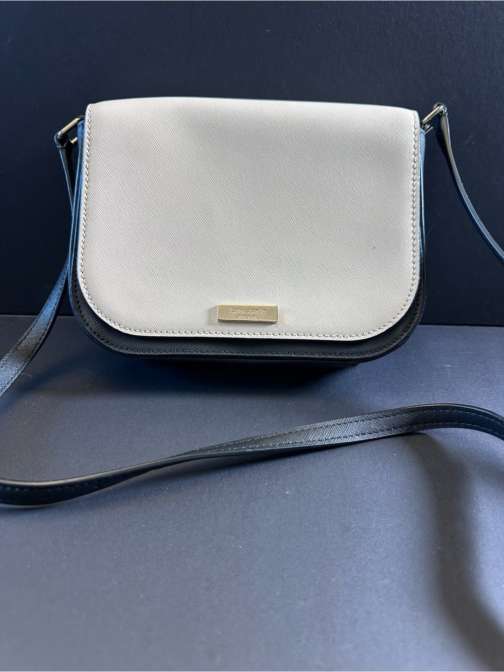 kate spade Cream and Black Crossbody Bag with Gold Hardware
